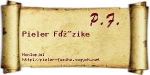 Pieler Füzike névjegykártya